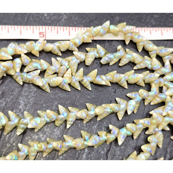 Vintage Iridescent Marineer Sea Shell Bead Necklace Gorgeous!  45" Rare HS230 - Picture 7 of 7